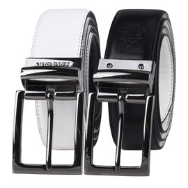 Haggar Men's Reversible Belt Dress and Casual, White/Black, Small, white/black