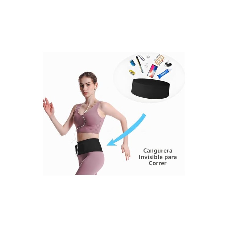 Riñonera para Correr Elástica y Ajustable - Cangurera Deportiva Ultradelgada