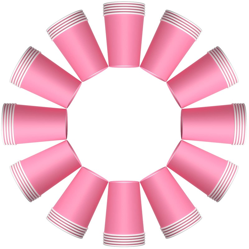 YANGTE 60 Pieces Pink Paper Cups Disposable Party Cups Biodegradable