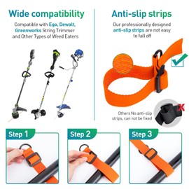 SUNMON Weed Eater Strap, Weed Trimmer Shoulder Strap Compatible with Ego, Dewalt, Greenworks String Trimmer and Other Types of Weed Eaters, Adjustable Trimmer Harness, Orange, 2 Pack