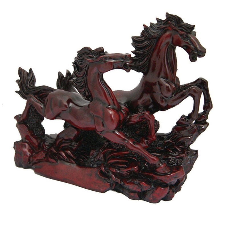 Ripe India Two Red/Cherry Running Horses, Victory Horses for Feng