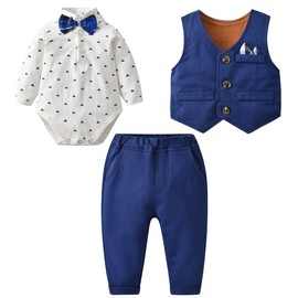 Famuka Baby Suits, Baby Boy Jackets, Christening, Wedding, Baby Clothing Set, Blue 3, 3 Monate