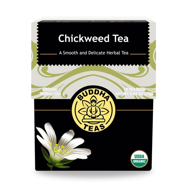 Organic Chickweed Tea - Kosher, Caffeine-Free, GMO-Free - 18 Bleach-Free Tea Bags
