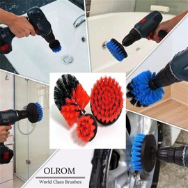 Drill Brushes 3 Pcs Electric Washing Drill Brushes for Cleaning, for Clean Household and Company Floors, Bricks, Toilets, Bathtubs, Wash Basins, Cars, Etc. (Red)
