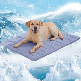 MARUNDA Dog Cooling Mat, No Need to Freeze Or Refrigerate This Cool Pet Pad Cat Mats- Keep Your Pet Cool, Machine Washable (Blue, 36" x 24" - Large-Crate)