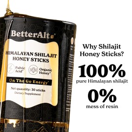 Better Alt Pure Himalayan Shilajit Sticks with Organic Honey, Saffron | Easy to Consume Shilajit| 30 Sticks for Energy Boost & Immune Support, 85+ Trace Minerals, 75%+ Fulvic Acid