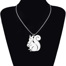 BAMAY Stainless Steel Cute Squirrel Necklace 18k Gold Plated Pendant Jewellery Tail Squirrel Gifts for Women Girls Charms, Stainless Steel, No Gemstone