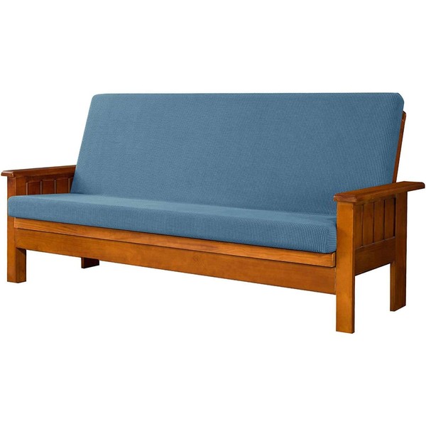 HUNOL Stretch Futon Couch Cover, Spandex Washable Armless Futon Cover Anti-Slip Sofa Slipcover Armless Furniture Protector for Children Pets-blue-Futon