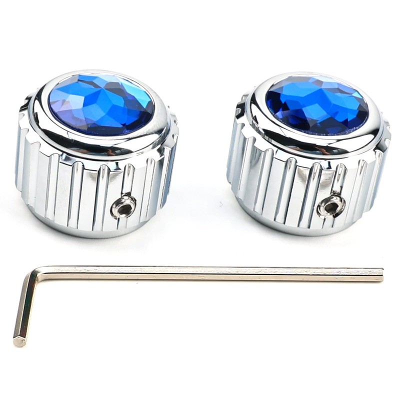 OVSAL Aluminum Electric Bass Guitar Knobs, Blue Crystal Style Top