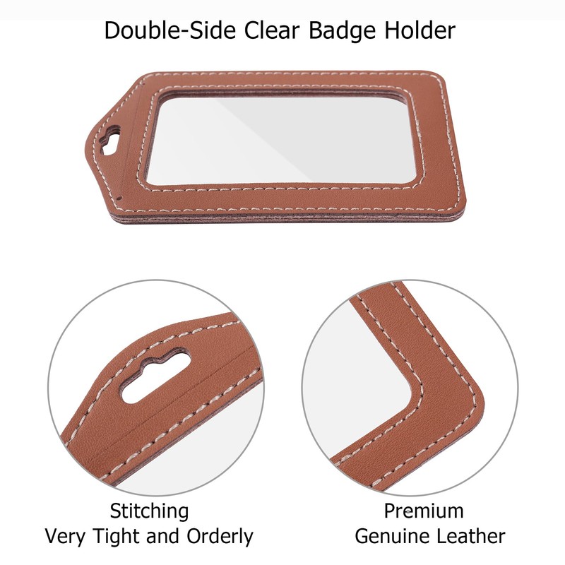 Vividwise 3 Pcs Vertical Leather Badge Holders, Black/Brown/Gray ID Holder
