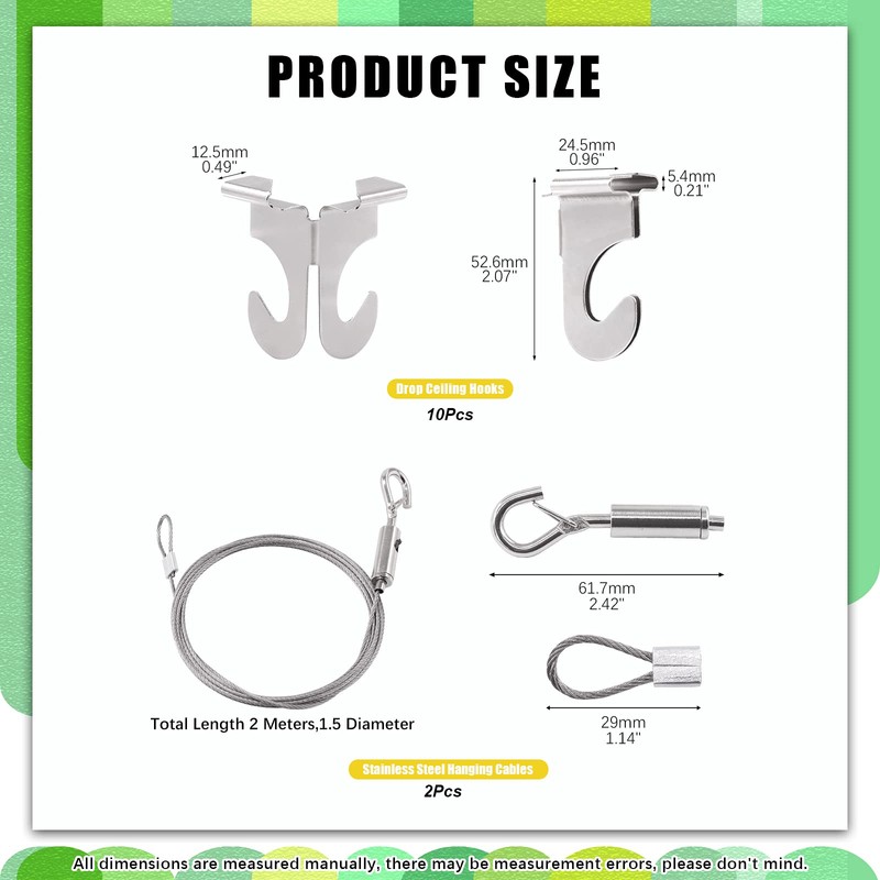 Mardatt 12 Pcs Heavy Duty Drop Ceiling Hooks and Hanging