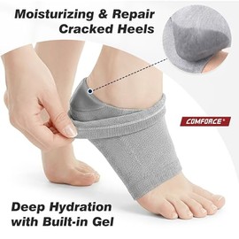 2 pares de calcetines hidratantes para el talón de gel para tratamiento de talones agrietados, calcetines de gel sin dedos para pies secos agrietados 