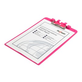 Snopake A4 Pink Clipboard with Pen Holder, Heavy Duty Ergonomic Metal Clip and Hanging Hole [Pack of 1] 15896