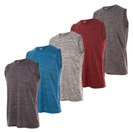 Essential Elements 5 Pack: Men's Active Quick-Dry Athletic Workout Training Gym Muscle Sleeveless Tank Top