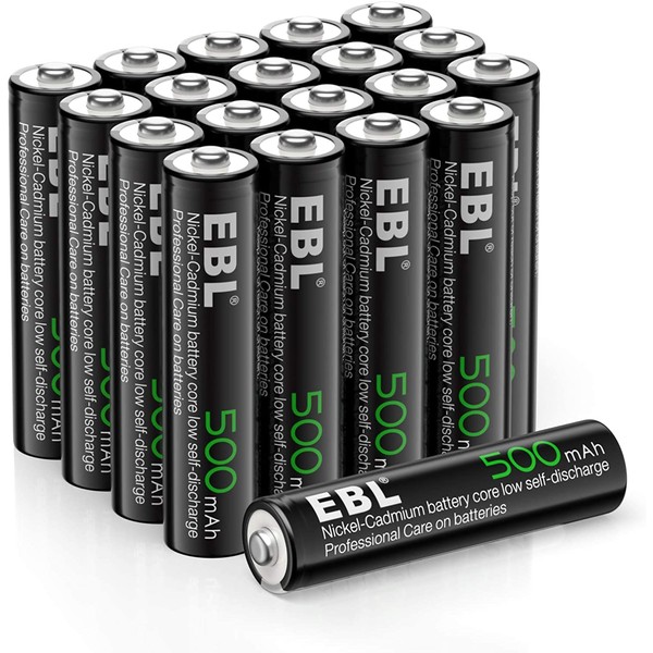 EBL AAA Rechargeable Batteries 1.2V 500mAh Triple AAA NiCd Battery Nicad Solar Battery - 20 Pack