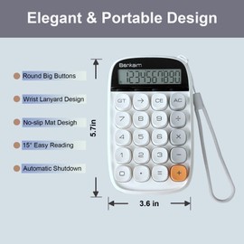 Calculators, Benkaim Desktop Calculator, Basic Standard Calculator, 10 Digit Large LCD Display Big Button Calculator, Cute Desk Accessories for School, Office and Business Use (White)