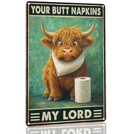 CCPARTON Vintage Metal Sign Funny Highland Cow Your Butt Napkins My Lord Metal Tin Sign For Home Outdoor Indoor Office Bar Yard Decor 8x12 Inch