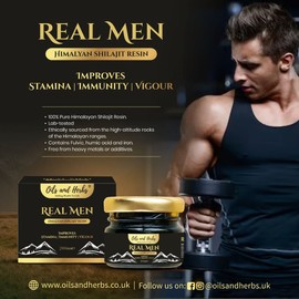 Real Men Himalayan Shilajit Resin by Oils and Herbs UK - 100% Pure - Lab Tested -Destroyer of Weakness (40)