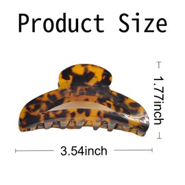 Large Tortoise Shell Hair Claw Clips - 3.54 Inch Acetate Hair Claw for Thick Hair, Strong Hold Non-Slip Big Hair Clamps with Extra Large Opening, Fashion Hair Accessories for Women