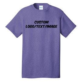 INK STITCH Unisex PC54 Custom Design Your Own Cotton Short Sleeve Tshirts - Heather Light Purple (M)