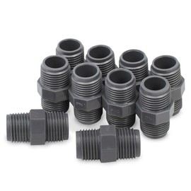 Bwintech 10 Pcs Grey 3/4" BSP Thread PVC Male to Male Hex Nipple Connector,Suitable for Farmland Irrigation, Green Plant Cultivation and Water Pipe Connection