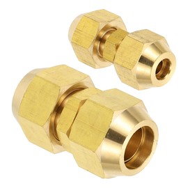 PATIKIL Pipe Extension Joint Connector Set, 2Pcs Free Welding AC Copper Pipe Coupling Adapter Fittings with Flare Nuts for Copper Pipe Diameter 1/4" and 5/8" Refrigeration HVAC