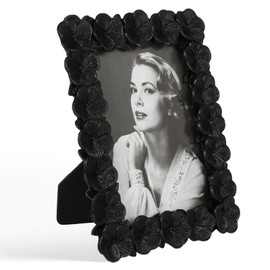 26ARTIST Resin Vintage Black Picture Frames 5x7 Photo Frames for Wall or Tabletop Display Vertically or Horizontally; Glass Front; Floral Decor