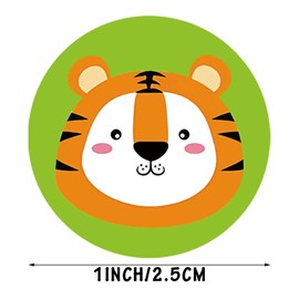 2Rolls Animal Stickers for Kids, 1000PCS Round Stickers for Toddlers Ages 2-4, 16 Designs Farm Wild Cute Panda Cat Elephant Teaching Supplies for Classroom Reward Motivational (Animal1)