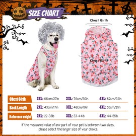 Jamntower 4 Piezas Disfraces de Anciana para Perro de Halloween Incluye Vestido Floral Rosa Vestido de Abuelita Gafas de Sol Retro Peluca y Collar de Anciana para Abuela Fiesta Cosplay(3 XL)