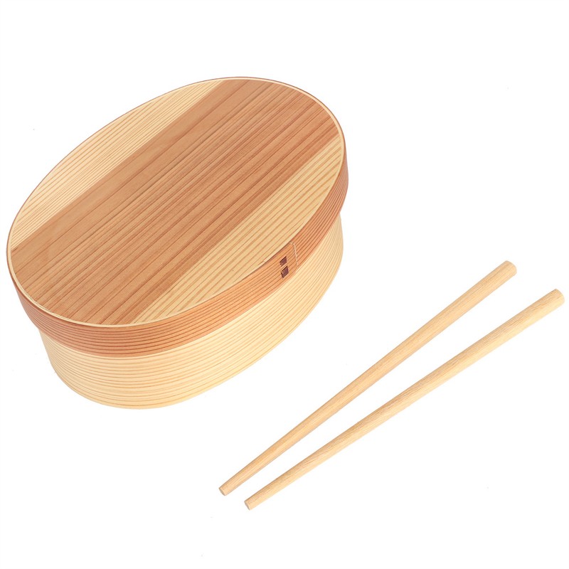 1Layer Bento Box Wood Lunch Box Wooden Sushi Tableware Bowl