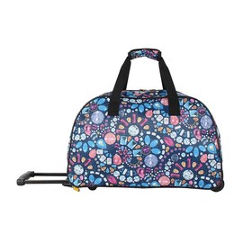 LUCAS Designer Carry On Luggage Collection - Lightweight Pattern 22 Inch Duffel Bag- Weekender Overnight Business Travel Suitcase with 2- Rolling Wheels (NAVY, 22in)