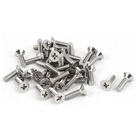 uxcell M4x14mm 316 Stainless Steel Flat Head Phillips Machine Screws Silver Tone 40 Pcs