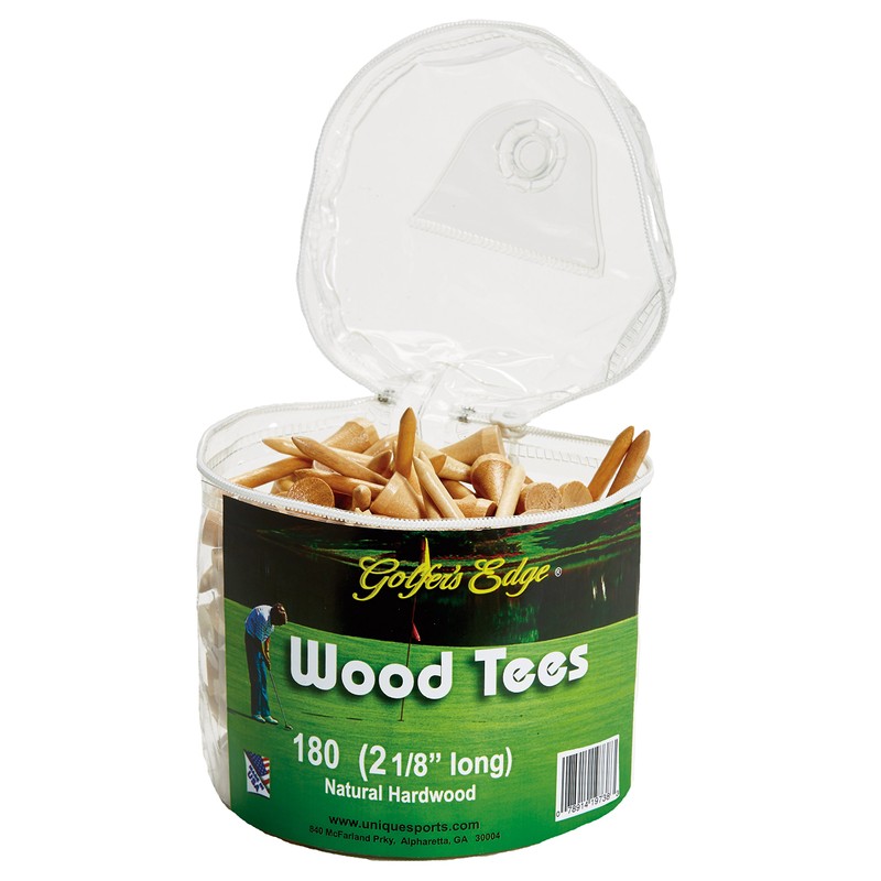 Unique Golf Wood Tees with Pouch (180 Pack)