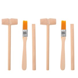 Toddmomy 6pcs Dinosaur Dig Kit Mini Archaeological Excavation Tools Wooden Hammer Brush Set Gemstone Excavation Pretend Play for Kids Dig Tool Toy