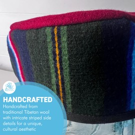 Thorness Handmade Nepalese Wool Red Smoking Cap, Lightweight, Stylish, with Traditional Tibetan Accents, Size 57cm, Medium