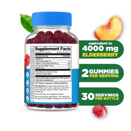Lifeable Sugar Free Elderberry Gummies with Vitamin C and Zinc | Great Tasting Sambucus Elderberry Immune Support Supplement | Kosher, Vegan, Non GMO Black Elderberry for Adults | 60 Gummies