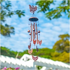 Chicken Wind Chimes Outdoor Chicken Gifts for Women Men Mom Gardening Birthday Gifts Metal Memorial WindChimes for Outside/Indoors, Lawn, Patio, Yard Art, Garden Decor, Yard Decorations