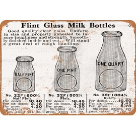 RetroRust 7 x 10 METAL SIGN - 1916 Flint Glass Milk Bottles - Vintage Rusty Look