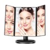 LED Vanity Mirror Three Fold USB Black with Data Cable