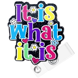 Hotlea It is What It is Badge Reel with Alligator Clip Funny ID Badge Holders Cute RN LPN CNA MA PCT Badge Buddy Healthcare Medical Students Nurse Accessories for Work