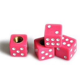 Topxome 4pcs/Set Dice Tire Air Valve Stem Caps for Car Truck Bike ATV Wheel Rims Bike Bicycle Accessories (Pink)