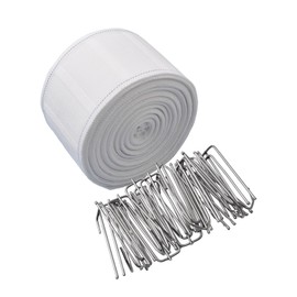 INCREWAY Curtain Accessory, 10 Meters/10.9 Yards White Curtain Tape Curtain Heading Deep Pinch Pleat Tape with 30 Pcs Stainless Steel 4 Prong Curtain Pleater End Tape Hooks Clips for Curtain DIY