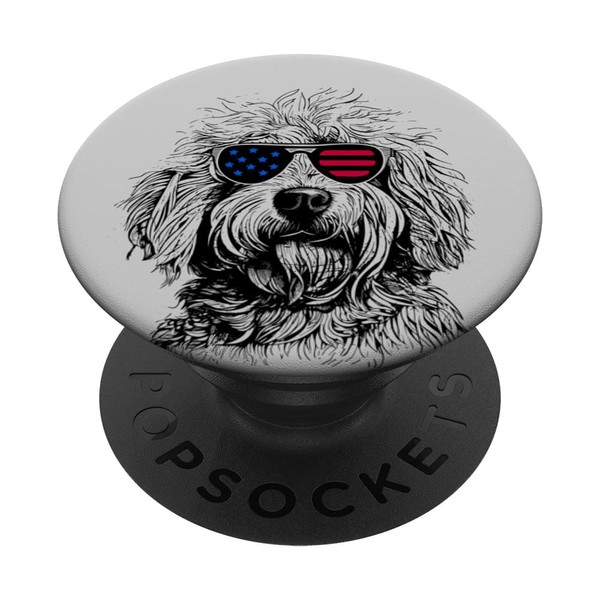 Komondor Dog 4. Juli Amerika USA Flagge PopSockets mit austauschbarem