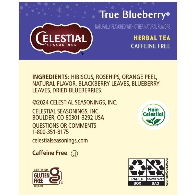 Celestial Seasonings True Blueberry Herbal Tea Pack Of 3 20