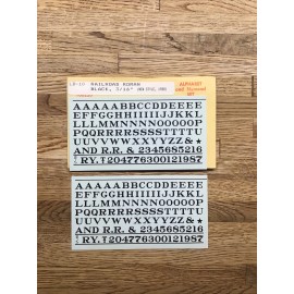 Champ Decals HO Scale LB-10: Railroad Roman Black 3/16” Alphabet & Numerals