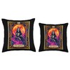 "The Hermit" Skeleton Tarot Card With Cat Design Throw Pillow