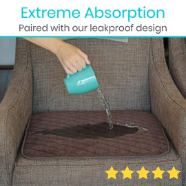 Sures Waterproof Chair Pads for Incontinence (22" x 21") - Washable, Waterproof Seat Protector - Chair Protector Seat Cover - Absorbent Pad for Bed, Seat, Car, Wheelchair & Recliner (Brown, 1 Pack)