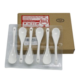 Mecai 5 inch long White Porcelain Egg Spoons for Dessert Coffee Tea,Set of 6