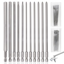 GZLFH 11-Piece Bit Long 150 mm, Bit Set Long Magnetic 1/4 Inch Hex Shank PH1 PH2 Phillips Hex Screwdriver Bit Set Universal Electric Bits Set