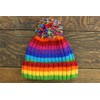 LOUDelephant Hand Knitted Wool Beanie Bobble Hat - Stripe Bright